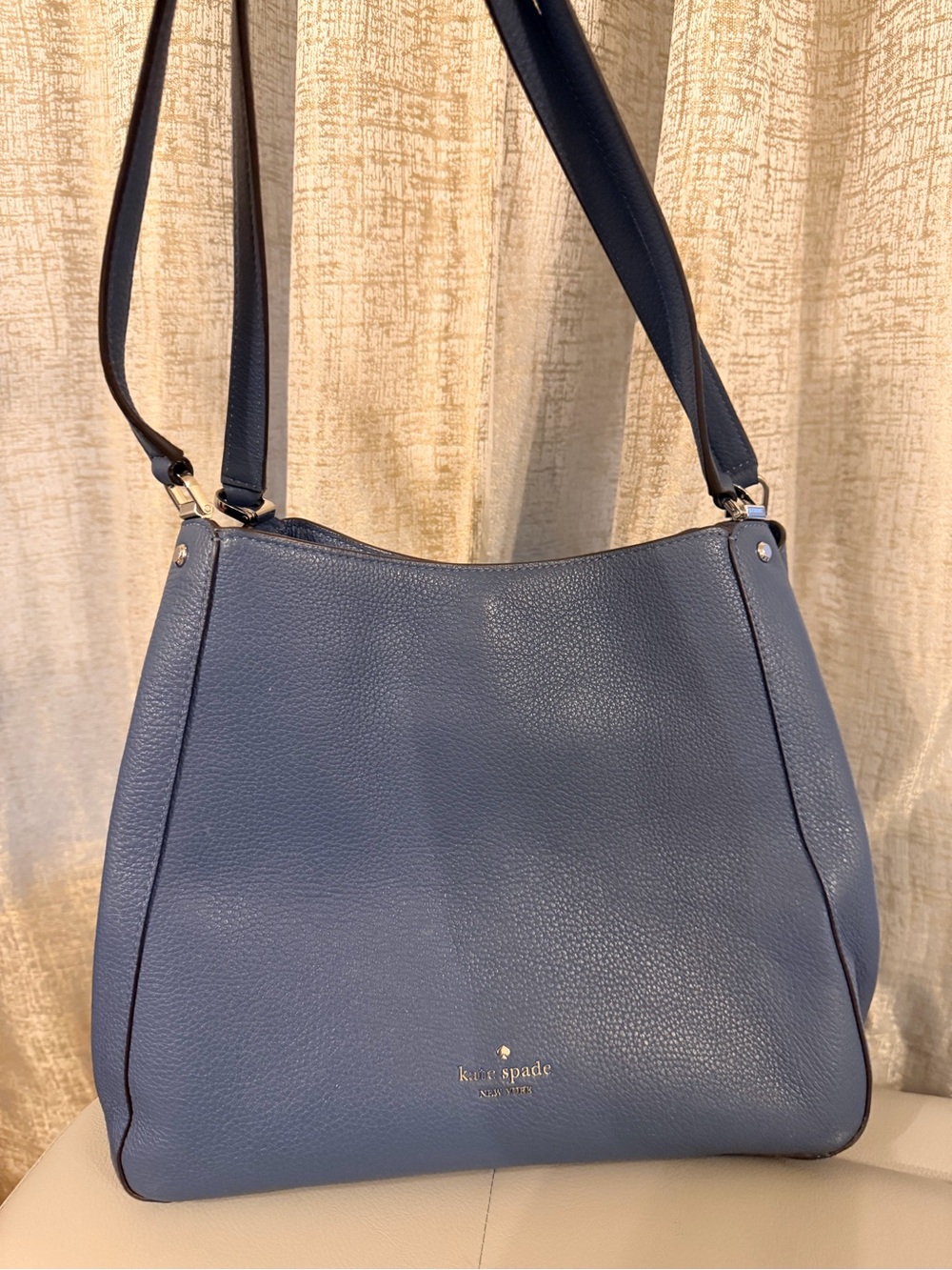 kate spade Blue Pebbled Leather Shoulder Bag